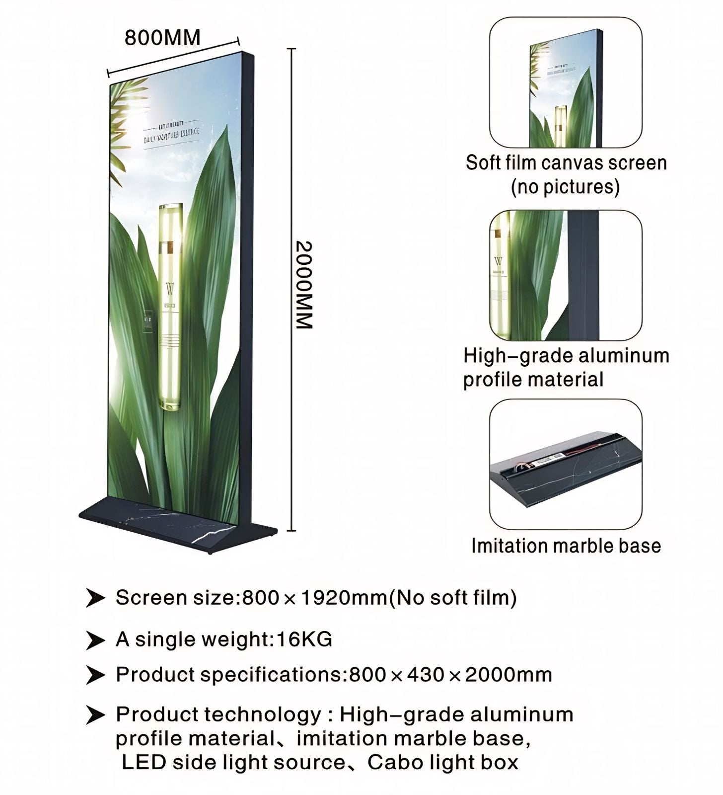 Black Dual LED Frame Stand