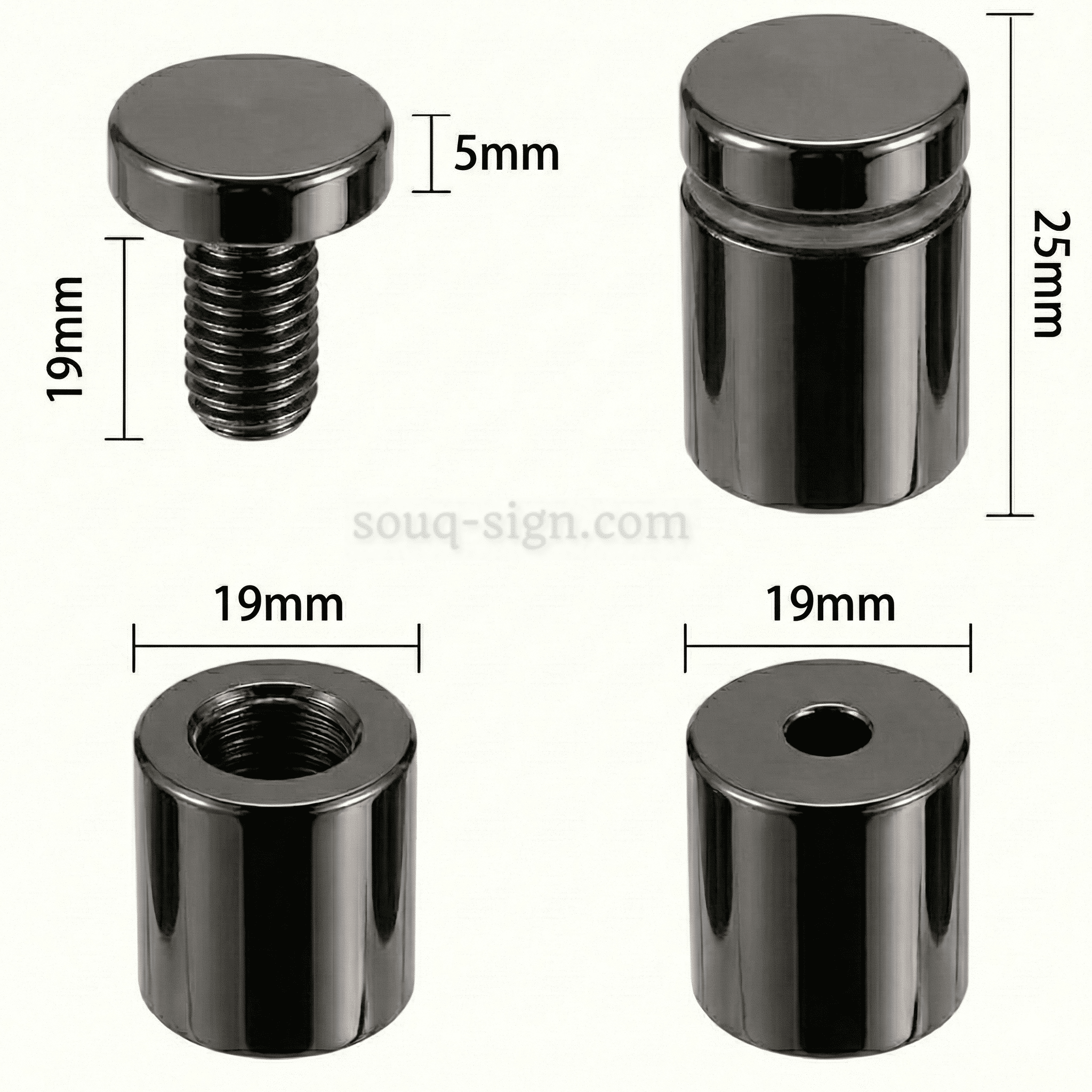 Black Stainless Steel Glass Clamps 19×30mm