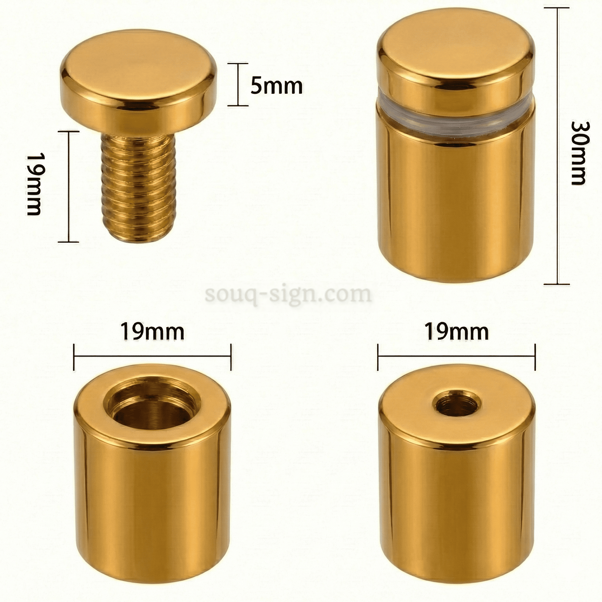 Gold Glass Clamps 19×30mm