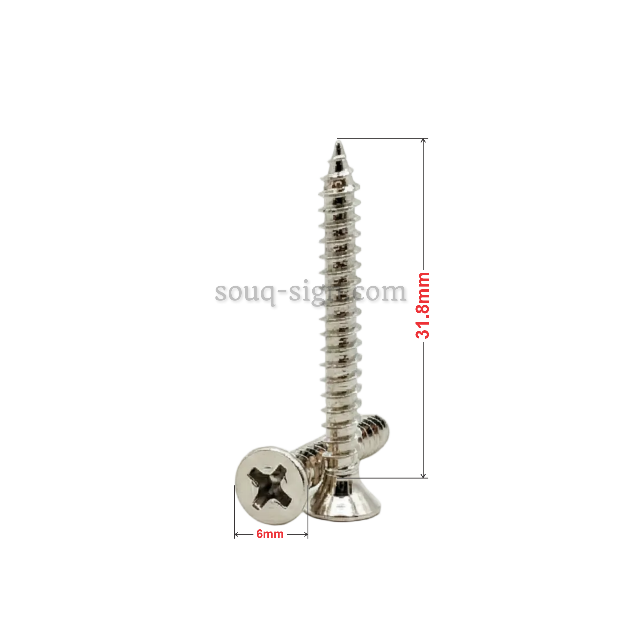 Tapping Screw (FH) Nickel - 6*31.8mm (6×1-1/4")