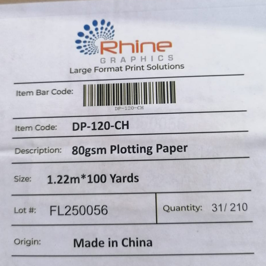 Plotting Paper 1.22m*100 Yards - Rhine Graphics - 80 gsm