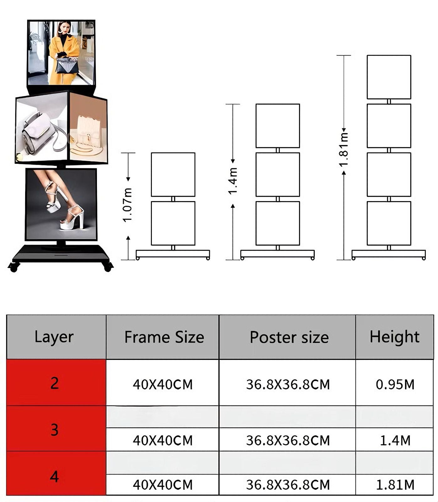 4-Tier Moving LED Stand